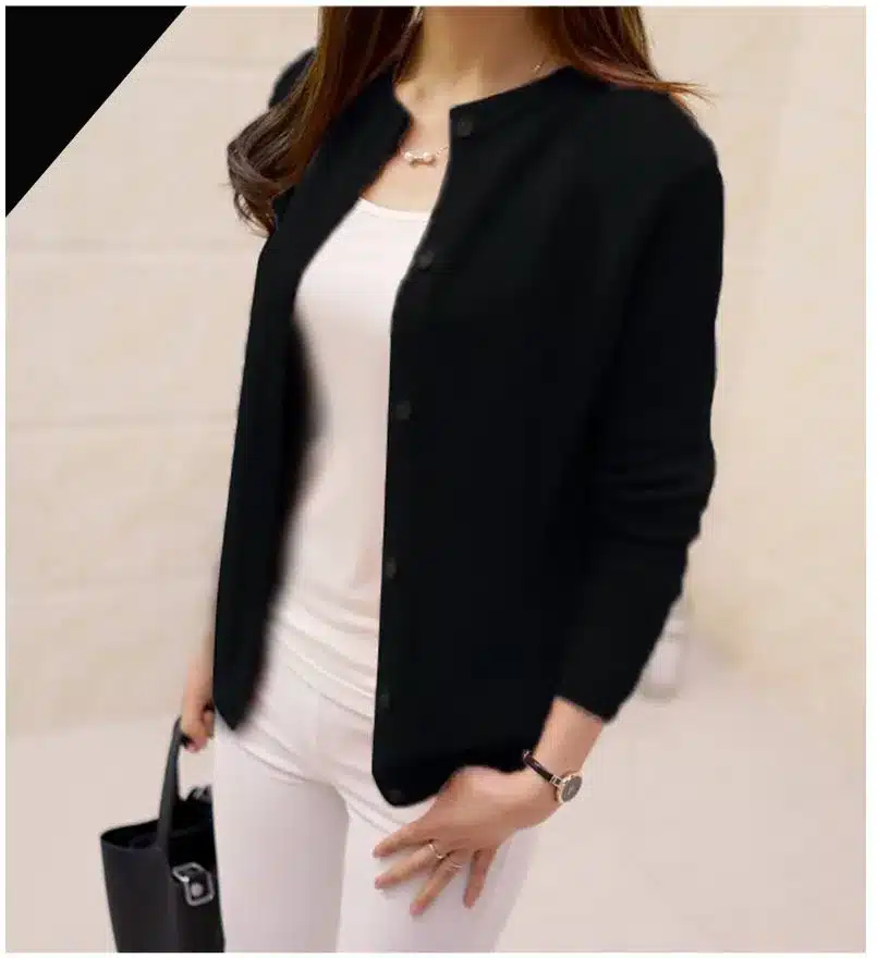 DisappeaRanceLove Brand 2017 spring round neck cardigan sweater large size mercerized cotton solid color wild Slim Jacket 28