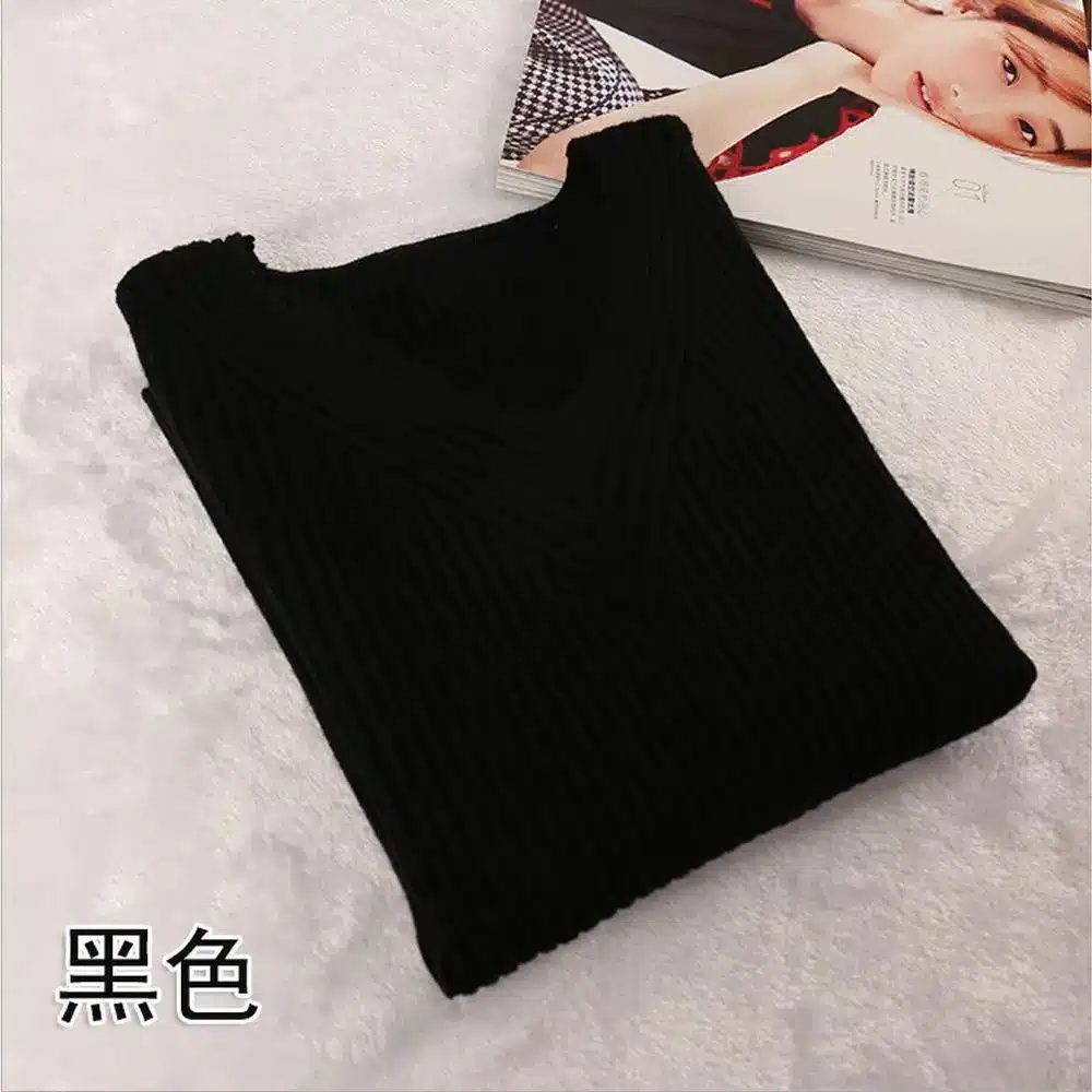 2016 New Fashion Style Slim Sweater Thin V-neck Long-sleeved Solid Color Knit Sweater Shirt Sexy Women Long Sleeve Knit Pullover 9