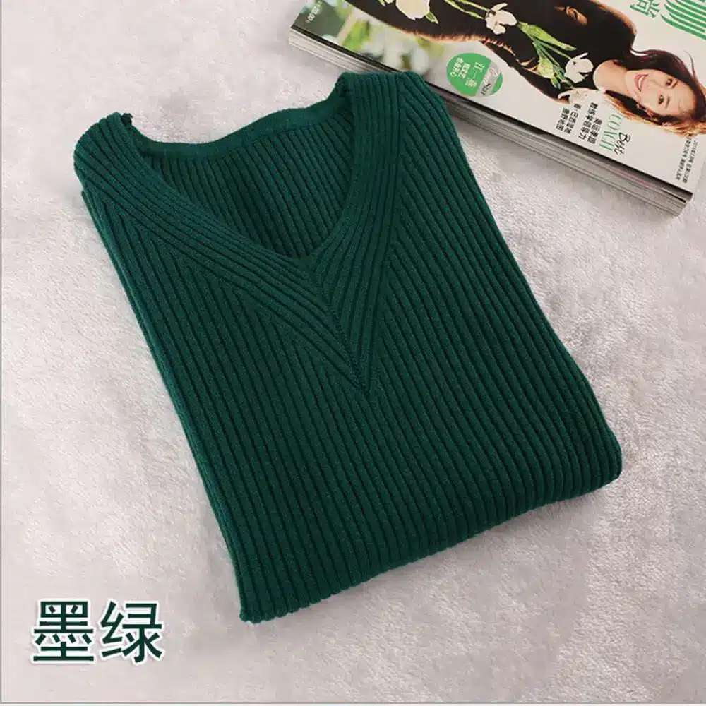 2016 New Fashion Style Slim Sweater Thin V-neck Long-sleeved Solid Color Knit Sweater Shirt Sexy Women Long Sleeve Knit Pullover 14