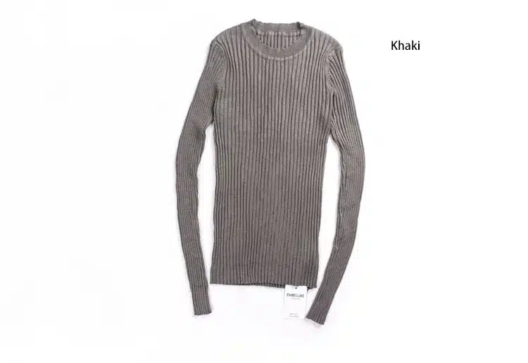 Women Sweater Pullover Basic Knitted Tops Solid Crew Neck Essential Jumper Long Sleeve Ribbed Sweaters Autumn Winter 2017 20