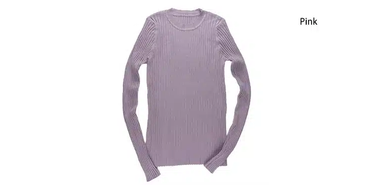 Women Sweater Pullover Basic Knitted Tops Solid Crew Neck Essential Jumper Long Sleeve Ribbed Sweaters Autumn Winter 2017 24
