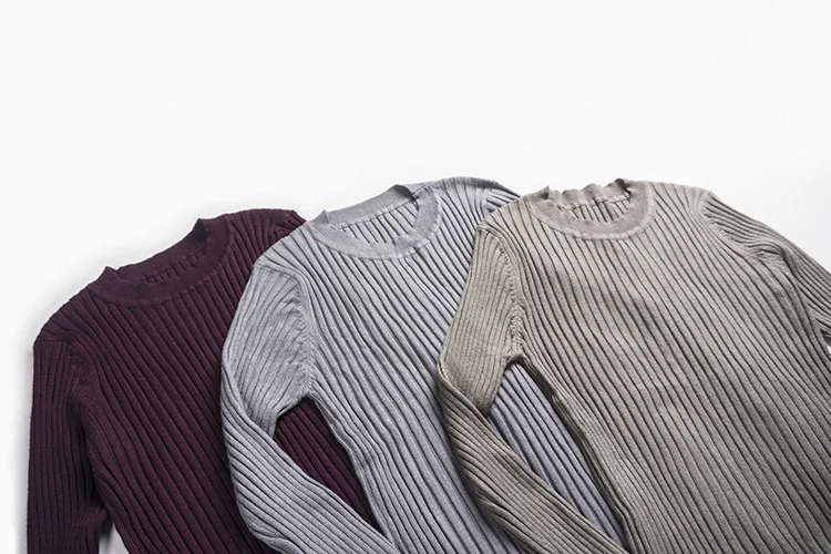 Women Sweater Pullover Basic Knitted Tops Solid Crew Neck Essential Jumper Long Sleeve Ribbed Sweaters Autumn Winter 2017 31