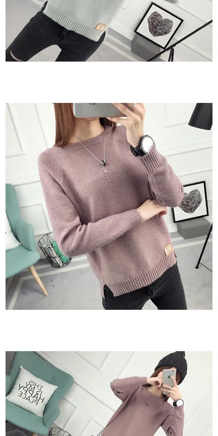 2017 new fashion autumn winter sweater women knitted Beading twisted thickening O-neck long sleeves loose women sweater pullover 23