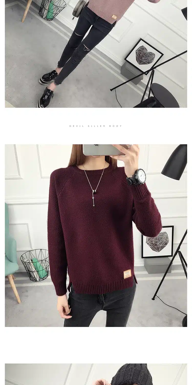 2017 new fashion autumn winter sweater women knitted Beading twisted thickening O-neck long sleeves loose women sweater pullover 24