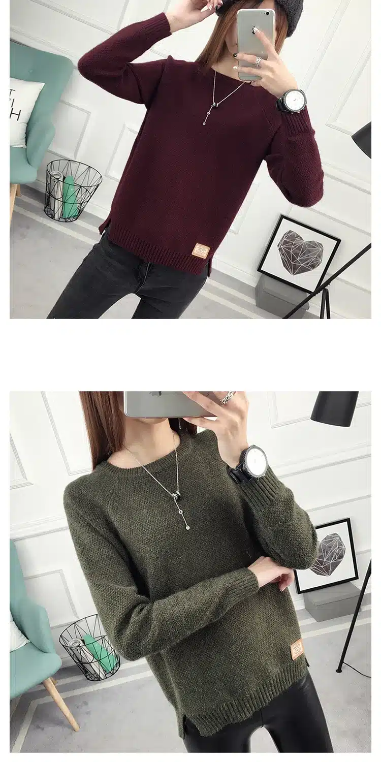 2017 new fashion autumn winter sweater women knitted Beading twisted thickening O-neck long sleeves loose women sweater pullover 25