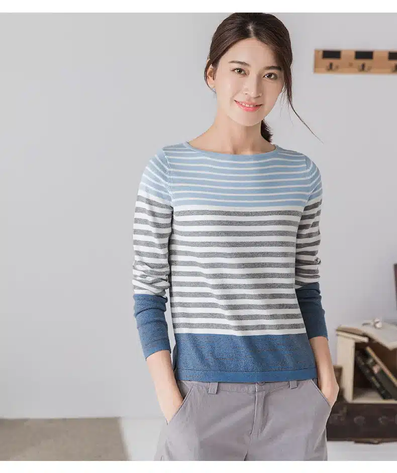 INMAN Women 2017 Autumn NEW All-match Casual O-Neck Striped Pullover Sweater Long Sleeve Autumn Knitting Tops 16