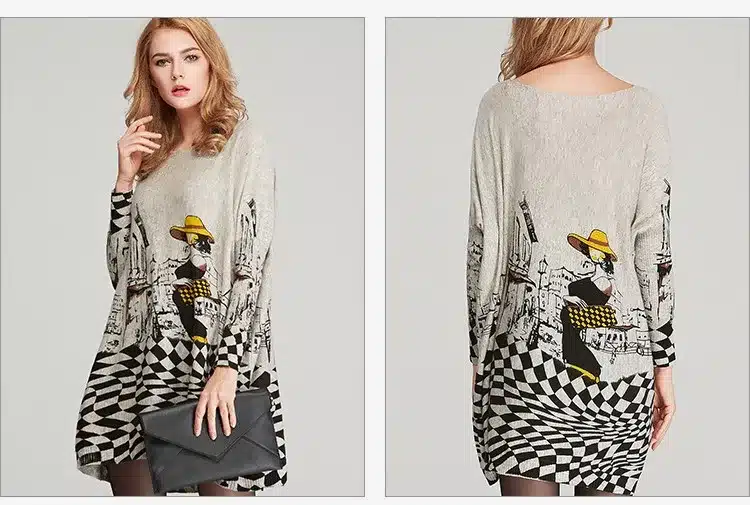 New 2017 Autumn Long Women Sweater Casual Coat Batwing Sleeve Print Women's Sweaters Clothes Pullovers Fashion Pullover Clothing 18