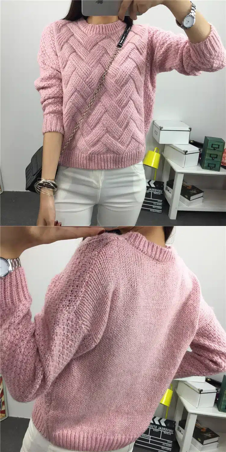Women Fashion 2017 Spring Sweaters Basic Casual Knitting Winter Pullover Female Warm Gray/Khaki Sweater Twist Pattern,KB911 17