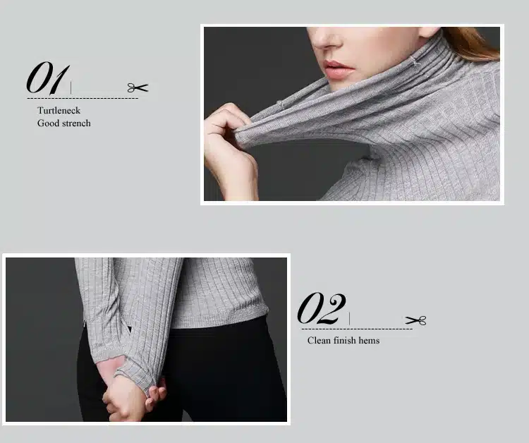 100%MERINO WOOL women long sleeve solid RIB knit turtleneck Heaps collar PULLOVERS sueter sweater top tunic jumper Basic new 36