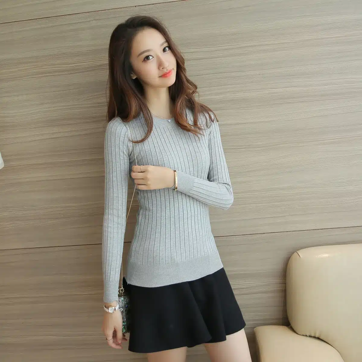 Women Sweater Pullover 2017 New Autumn Winter Green Red Black Gray Tops Women Knitted Pullovers Long Sleeve Shirt Female Brand 17
