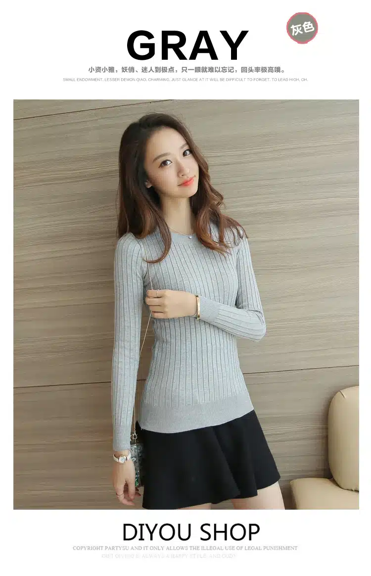 Women Sweater Pullover 2017 New Autumn Winter Green Red Black Gray Tops Women Knitted Pullovers Long Sleeve Shirt Female Brand 23