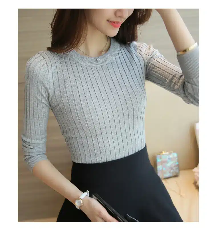 Women Sweater Pullover 2017 New Autumn Winter Green Red Black Gray Tops Women Knitted Pullovers Long Sleeve Shirt Female Brand 24