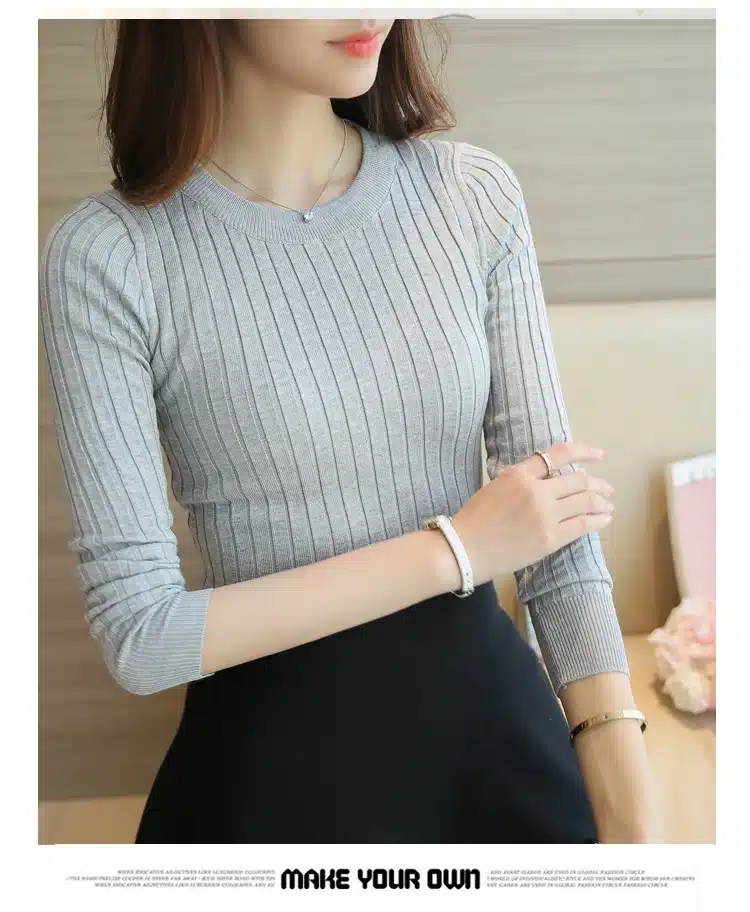 Women Sweater Pullover 2017 New Autumn Winter Green Red Black Gray Tops Women Knitted Pullovers Long Sleeve Shirt Female Brand 26