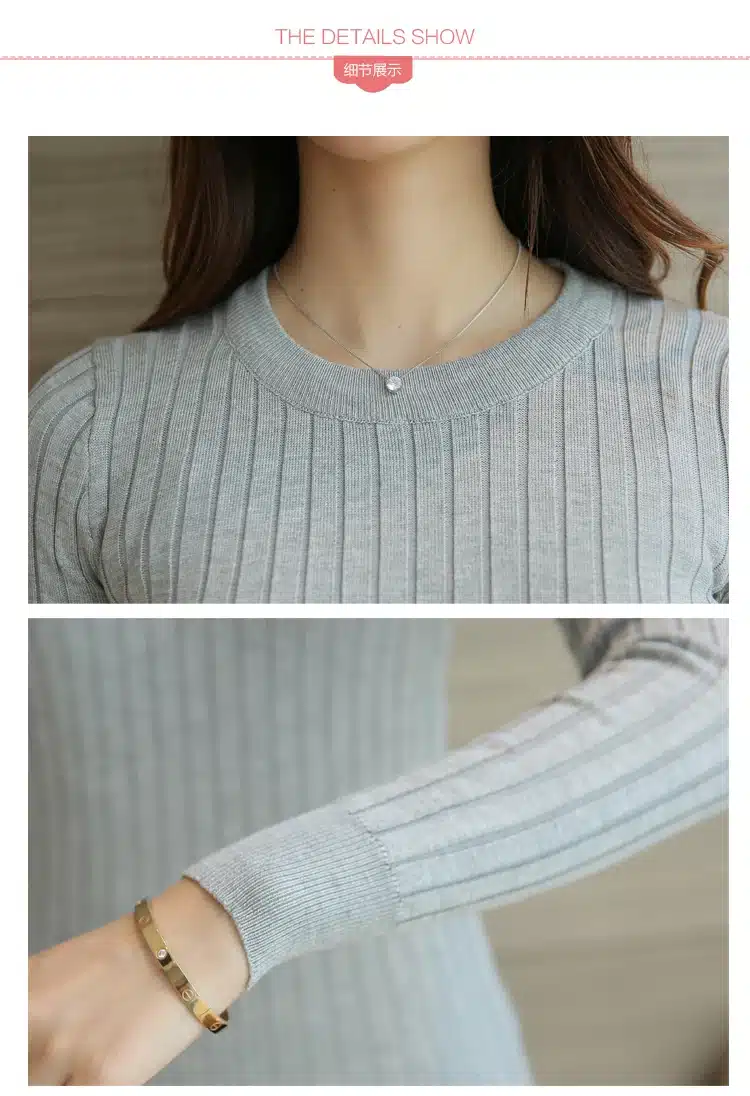 Women Sweater Pullover 2017 New Autumn Winter Green Red Black Gray Tops Women Knitted Pullovers Long Sleeve Shirt Female Brand 38
