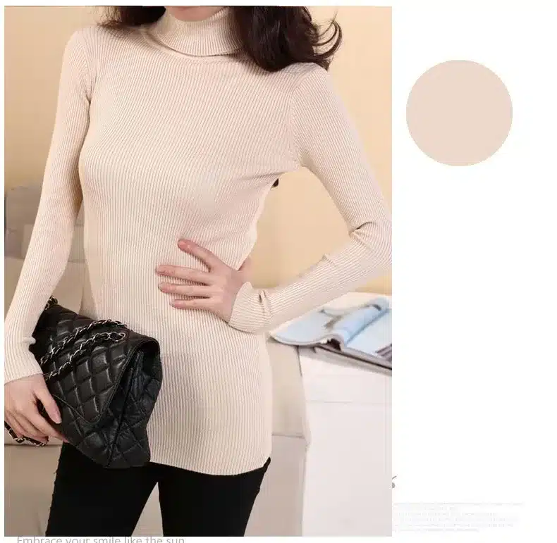 DisappeaRanceLove Brand autumn medium-long elastic sweater long-sleeve sweater female pullover turtleneck sweater 2