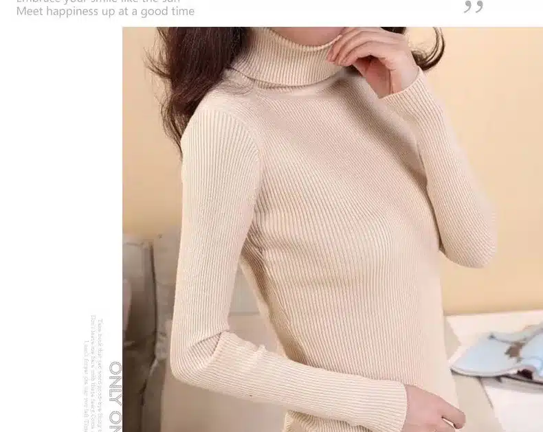 DisappeaRanceLove Brand autumn medium-long elastic sweater long-sleeve sweater female pullover turtleneck sweater 3