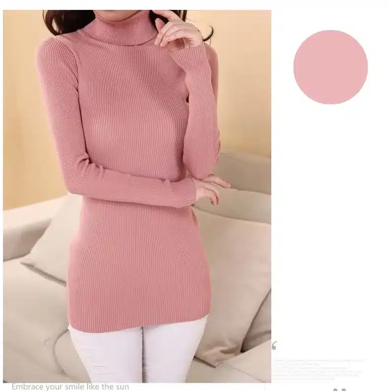 DisappeaRanceLove Brand autumn medium-long elastic sweater long-sleeve sweater female pullover turtleneck sweater 8