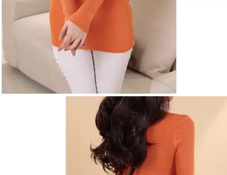 DisappeaRanceLove Brand autumn medium-long elastic sweater long-sleeve sweater female pullover turtleneck sweater 13