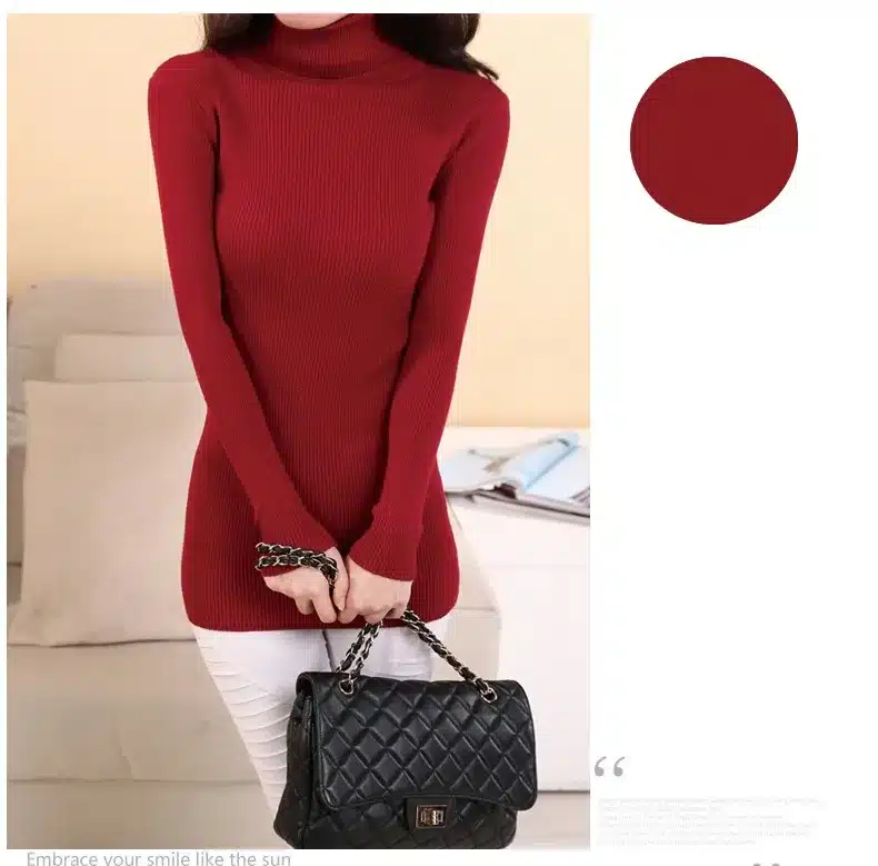 DisappeaRanceLove Brand autumn medium-long elastic sweater long-sleeve sweater female pullover turtleneck sweater 15
