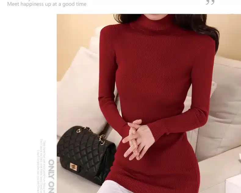 DisappeaRanceLove Brand autumn medium-long elastic sweater long-sleeve sweater female pullover turtleneck sweater 16