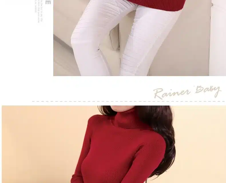 DisappeaRanceLove Brand autumn medium-long elastic sweater long-sleeve sweater female pullover turtleneck sweater 17