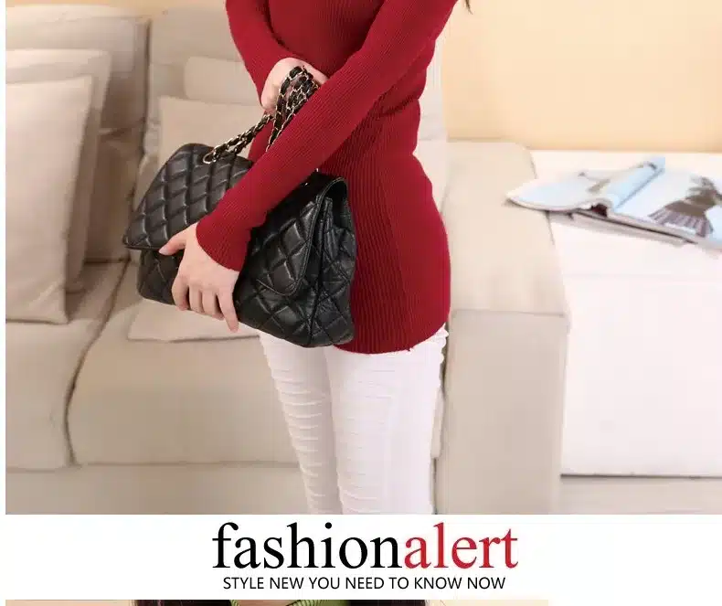 DisappeaRanceLove Brand autumn medium-long elastic sweater long-sleeve sweater female pullover turtleneck sweater 18