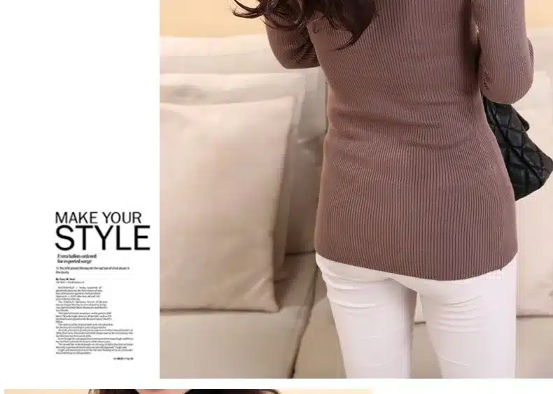 DisappeaRanceLove Brand autumn medium-long elastic sweater long-sleeve sweater female pullover turtleneck sweater 22