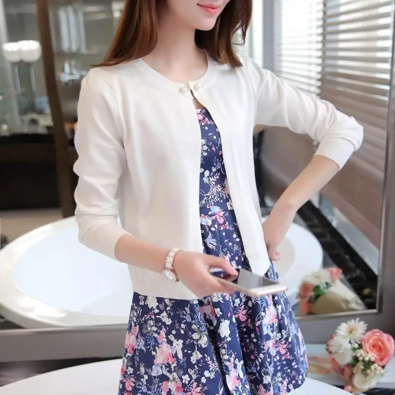 Newest Knitted Cardigan Women 2017 Spring Autumn Long Sleeve Women Sweater Cardigan Female Single Button Pull Femme Black/Pink 29