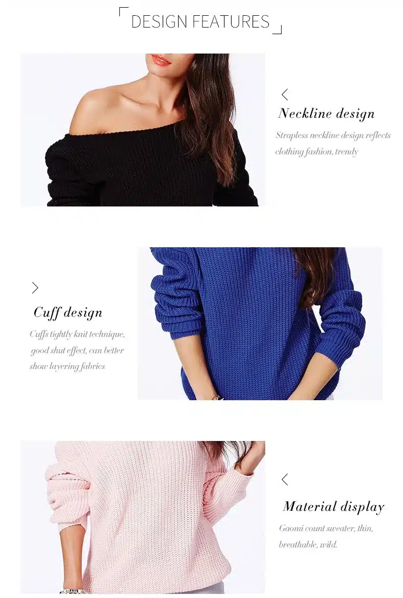 HYH HAOYIHUI Brand Fashion Women Pullover Sweaters Full Sleeve Solid Knitted Sweater Women Off Shoulder Design Sweaters Jumper 19