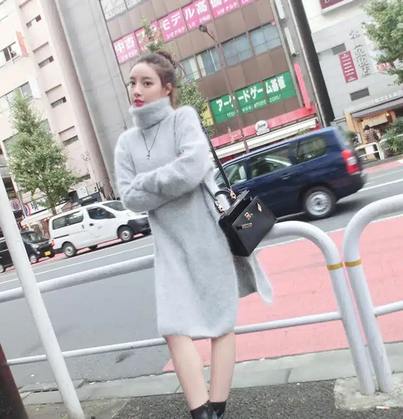 LOVELYDONKEY mink cashmere sweater women long cashmere pullovers knitted pure mink jacket Customized color free shippingm291 2