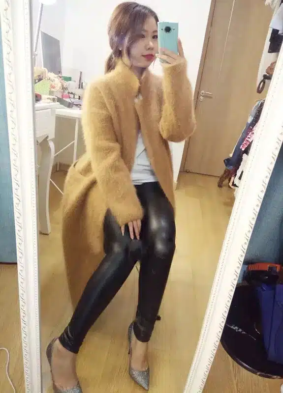LOVELYDONKEY mink cashmere sweater women cashmere cardigan knitted mink jacket fashion winter long fur coat free shipping M283 4