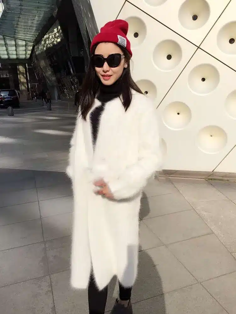 LOVELYDONKEY mink cashmere sweater women cashmere cardigan knitted mink jacket fashion winter long fur coat free shipping M283 5