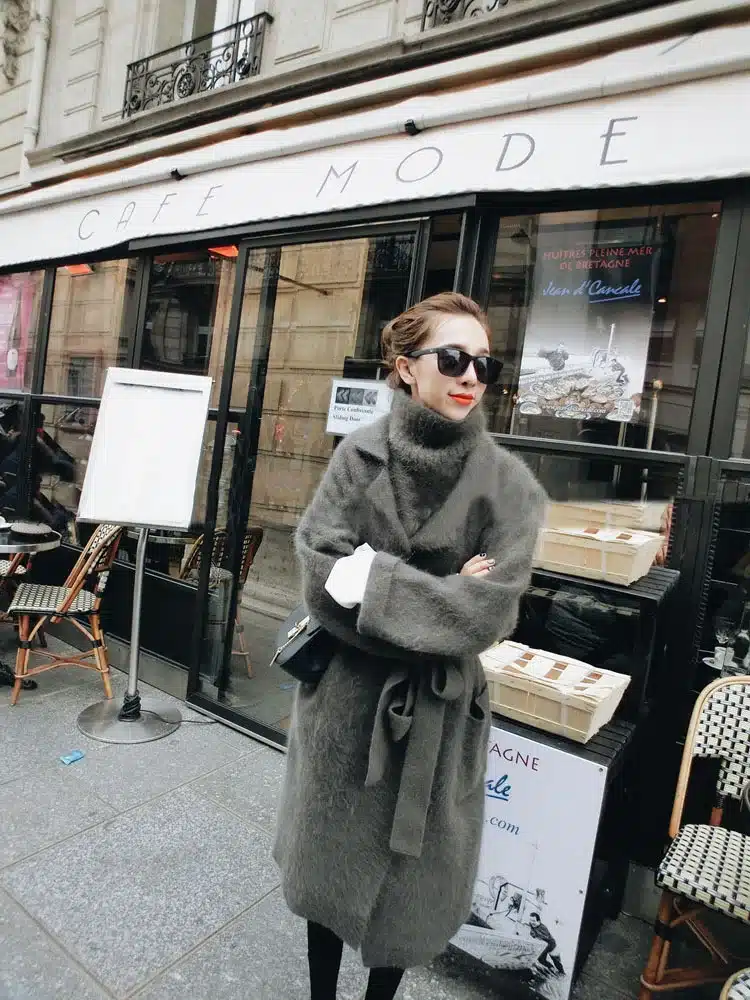 LOVELYDONKEY genuine mink cashmere sweater women cardigan knitted jacket long fur coat free shipping 611 5
