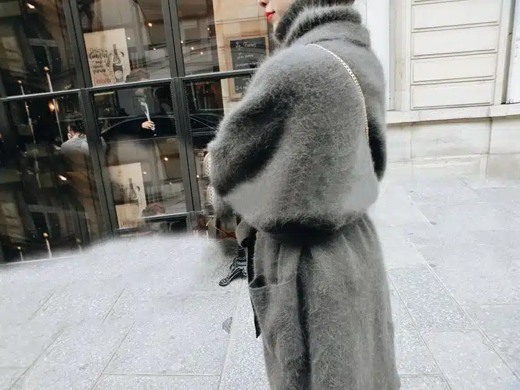 LOVELYDONKEY genuine mink cashmere sweater women cardigan knitted jacket long fur coat free shipping 611 15
