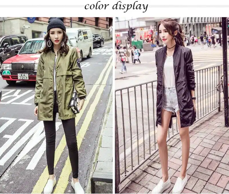 Autumn Baseball Army Green Casual Women Bomber Jacket Harajuku Straight In The Long Slim Windbreaker Jacket Coat ladies Outwear 5