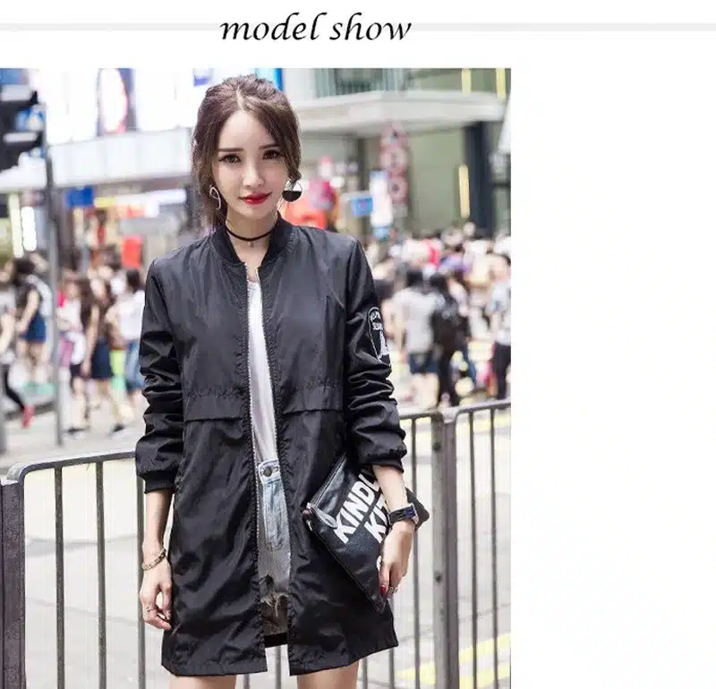Autumn Baseball Army Green Casual Women Bomber Jacket Harajuku Straight In The Long Slim Windbreaker Jacket Coat ladies Outwear 6