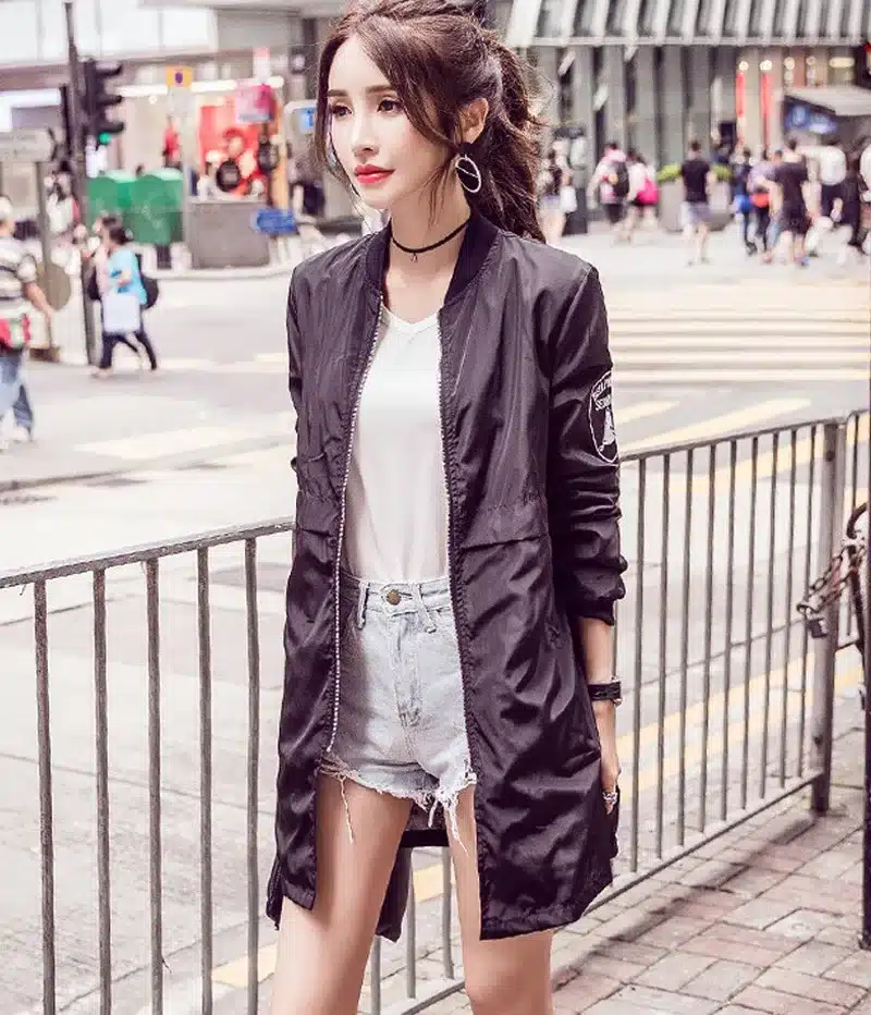 Autumn Baseball Army Green Casual Women Bomber Jacket Harajuku Straight In The Long Slim Windbreaker Jacket Coat ladies Outwear 7