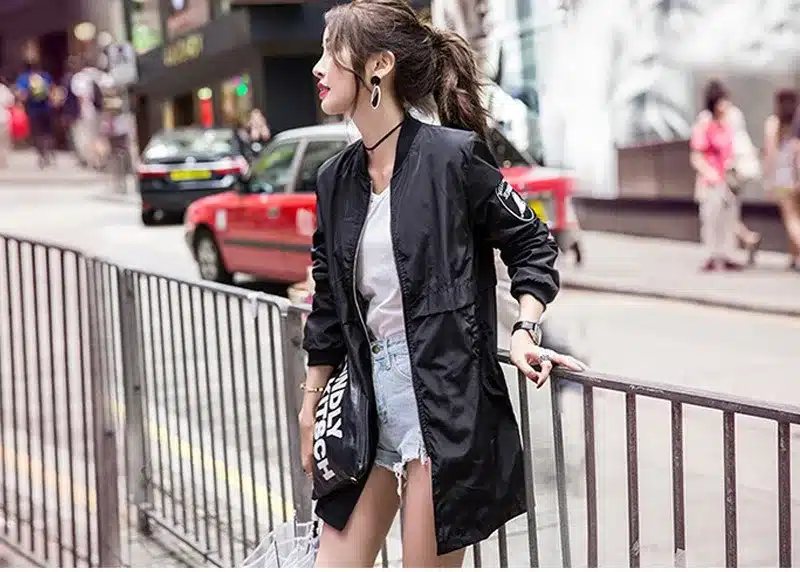 Autumn Baseball Army Green Casual Women Bomber Jacket Harajuku Straight In The Long Slim Windbreaker Jacket Coat ladies Outwear 10