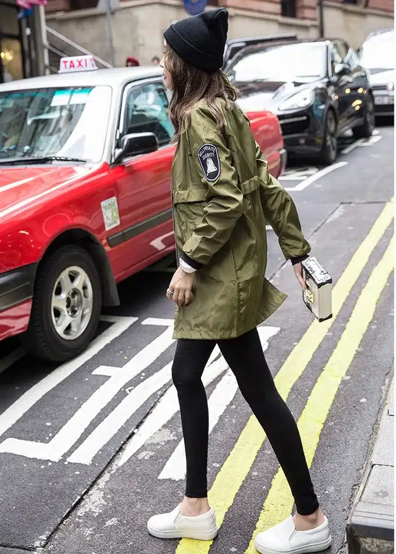 Autumn Baseball Army Green Casual Women Bomber Jacket Harajuku Straight In The Long Slim Windbreaker Jacket Coat ladies Outwear 12