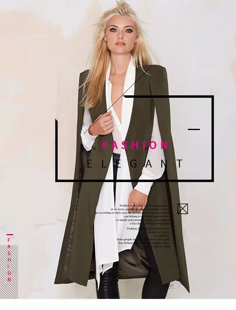 HDY Haoduoyi 2017 Women Casual Open Front Blazer Suits with Pocket Cape Trench Coat Duster Coat Longline Cloak Poncho Coat 5