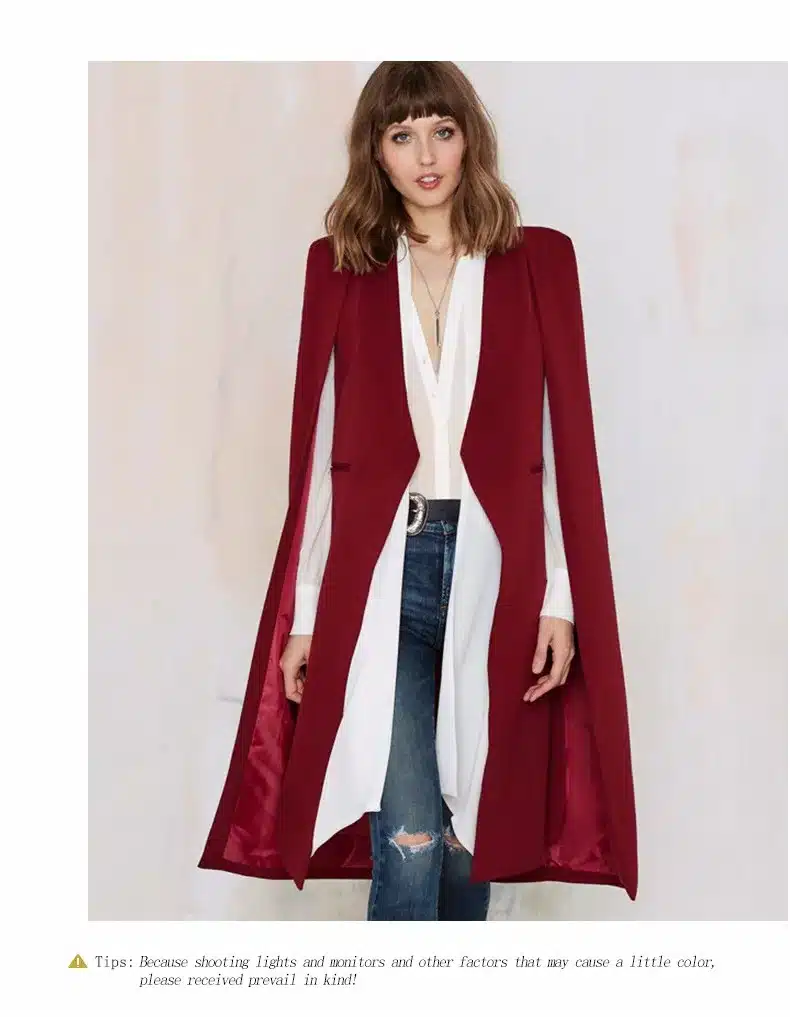 HDY Haoduoyi 2017 Women Casual Open Front Blazer Suits with Pocket Cape Trench Coat Duster Coat Longline Cloak Poncho Coat 11