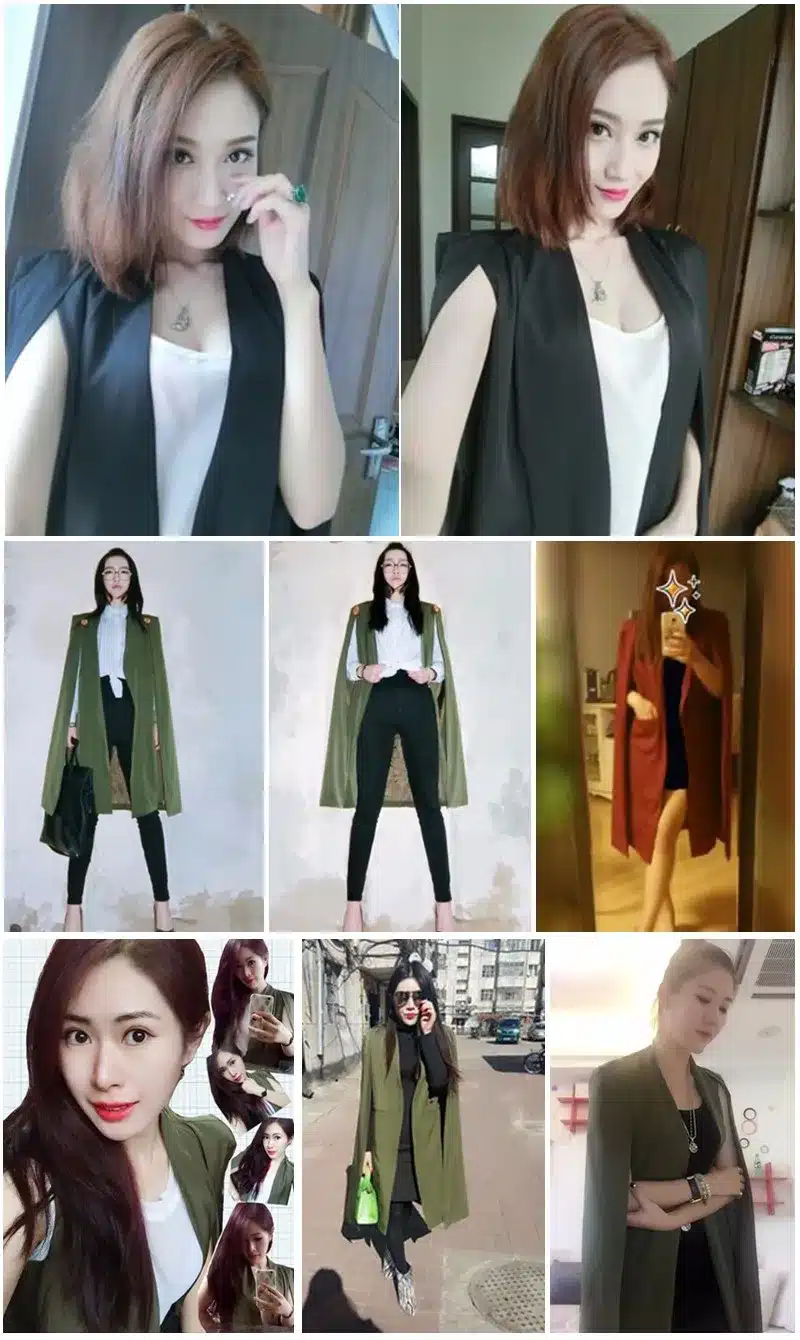 HDY Haoduoyi 2017 Women Casual Open Front Blazer Suits with Pocket Cape Trench Coat Duster Coat Longline Cloak Poncho Coat 13