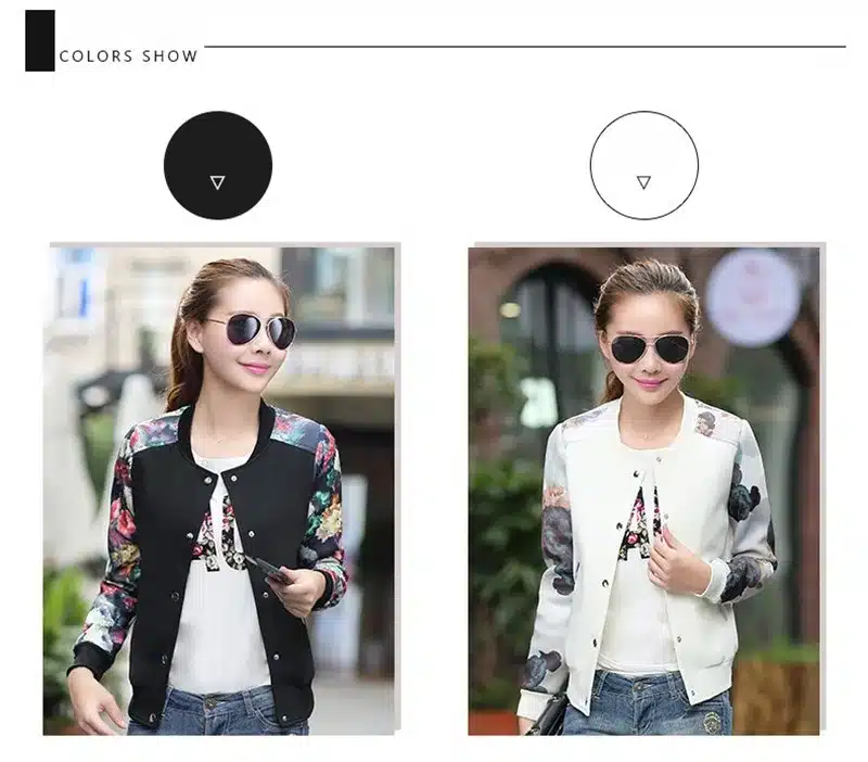 2017 Women Jacket Brand Tops Flower Print Girl Plus Size Casual baseball Sweatshirt Button Thin Bomber Long Sleeves Coat Jackets 4
