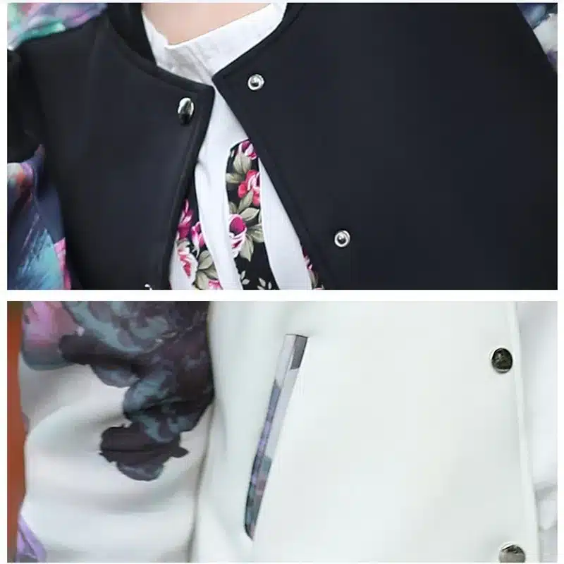 2017 Women Jacket Brand Tops Flower Print Girl Plus Size Casual baseball Sweatshirt Button Thin Bomber Long Sleeves Coat Jackets 11