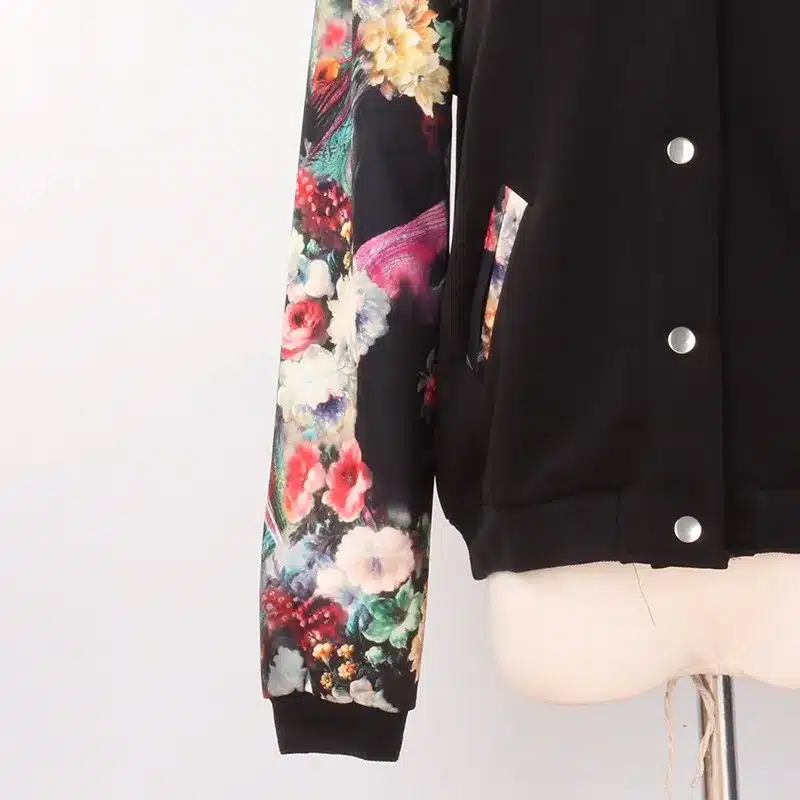 2017 Women Jacket Brand Tops Flower Print Girl Plus Size Casual baseball Sweatshirt Button Thin Bomber Long Sleeves Coat Jackets 14