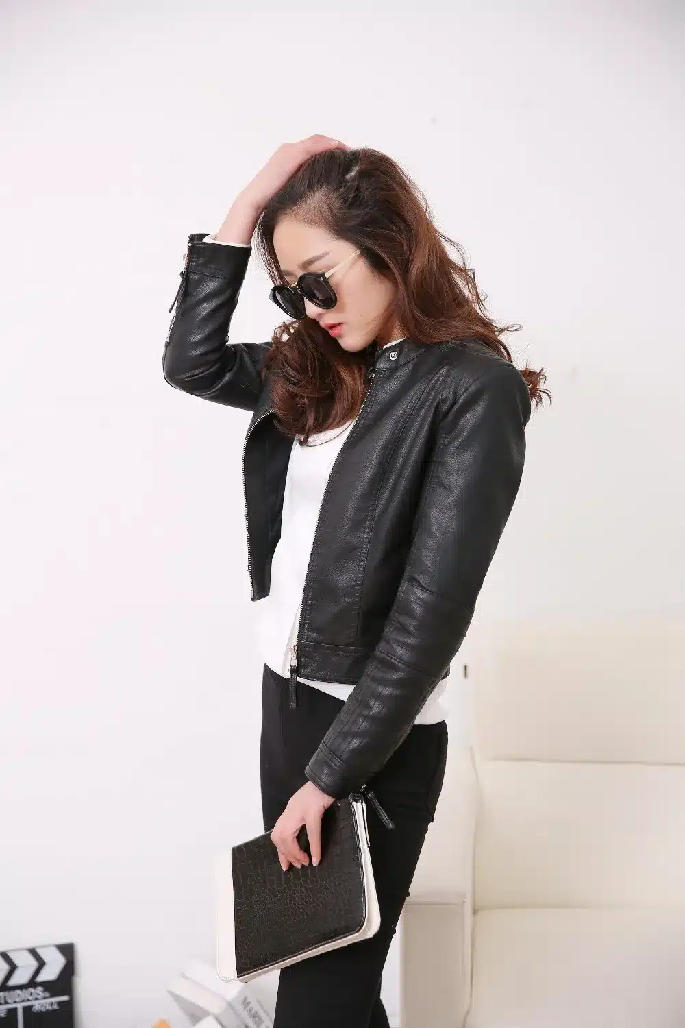 European Style O Neck Collar Pu Leather Jacket New Fashion Motorcycle Leather Clothing Women Slim PU Locomotive Jackets 1