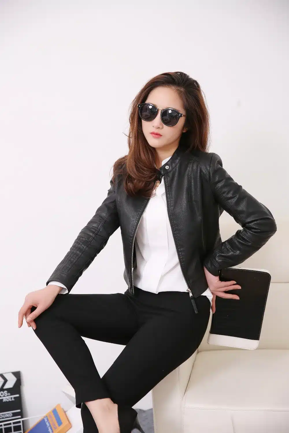 European Style O Neck Collar Pu Leather Jacket New Fashion Motorcycle Leather Clothing Women Slim PU Locomotive Jackets 6