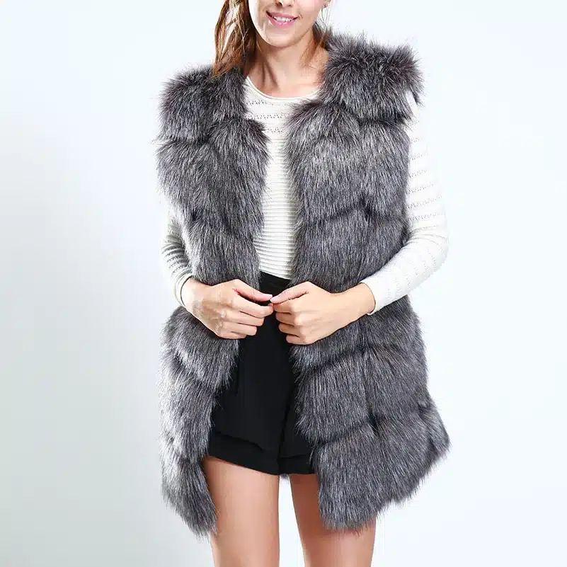 2017 Winter Warm Luxury Fur Vest for Women Faux Fur Coat Vests Women's Coats Jacket High Quality Furry Coat 15