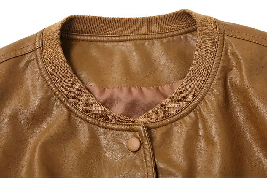 2017 Autumn Leather Jacket Women Casual Long Sleeve Button Slim Coat Fashion PU Leather Bomber Jacket Femininas 23