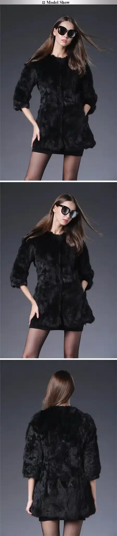 Free Shipping Genuine Rabbit Fur Coat long natural rabbit fur jacket Women Winter Rabbit Fur Waistcoat plus size w020 11